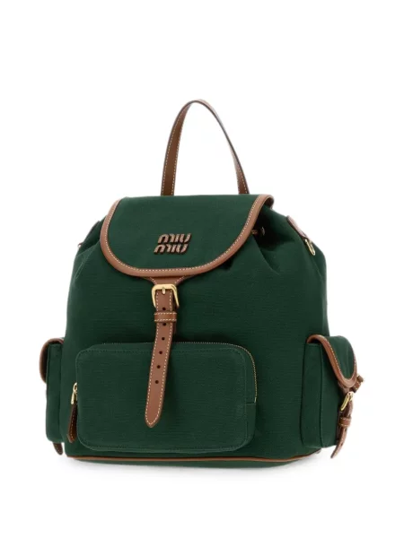 Rucsac Miu Miu din canvas cu autograf verde