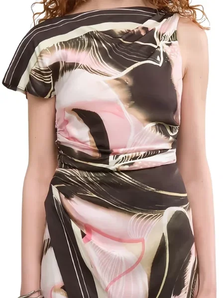 Rochie mini Amur asimetrică maro