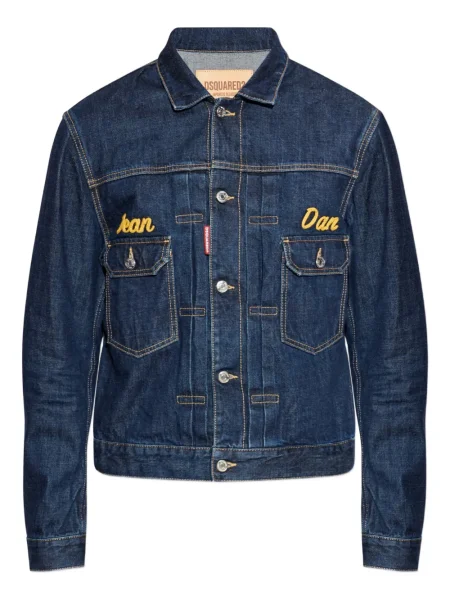 Geacă de blugi Dsquared2 cu broderie albastru