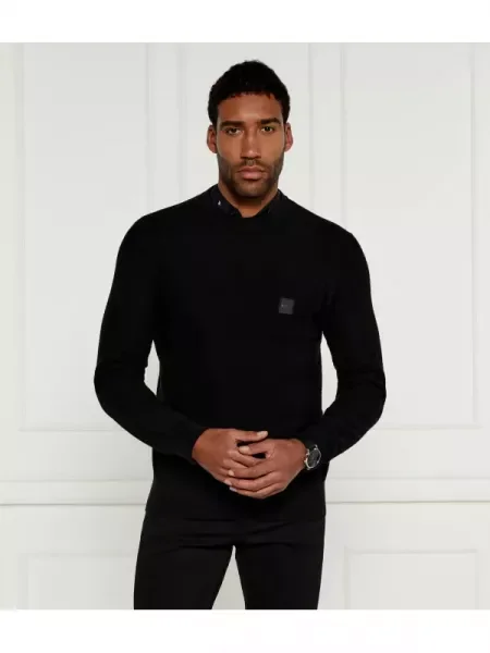 BOSS ORANGE Pulover Anion_S cu adaos de cașmir negru