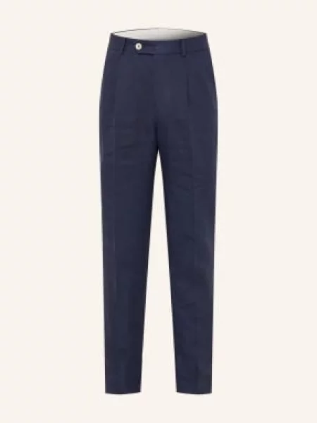 Brunello Cucinelli Spodnie Garniturowe Extra Slim Fit Z Lnu blau granatowe