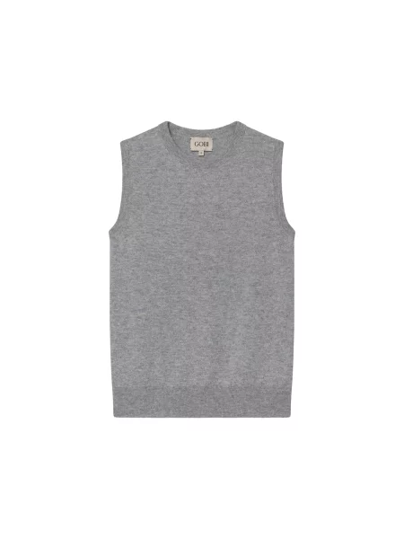 GOBI Cashmere Vestă tricotată Women's Timeless Cashmere Crewneck Vest amestecat gri