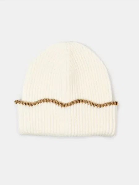 Sinsay Beanie Čepice s Viskózou krémová