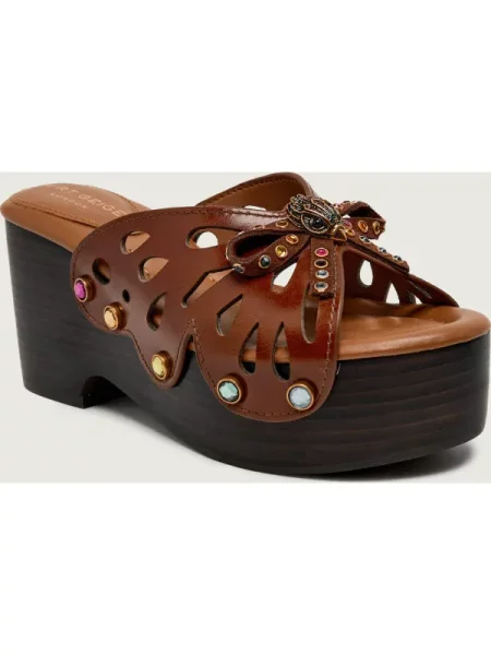 Kurt Geiger De piele șlapi BUTTERFLY WEDGE maro