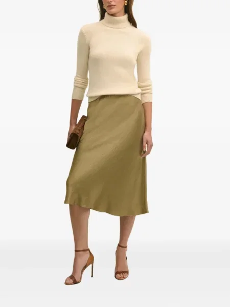 Fustă midi Brooks Brothers până la genunchi auriu