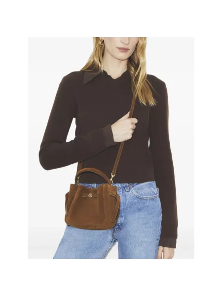 Kapelusz Tory Burch zamszowy brązowy