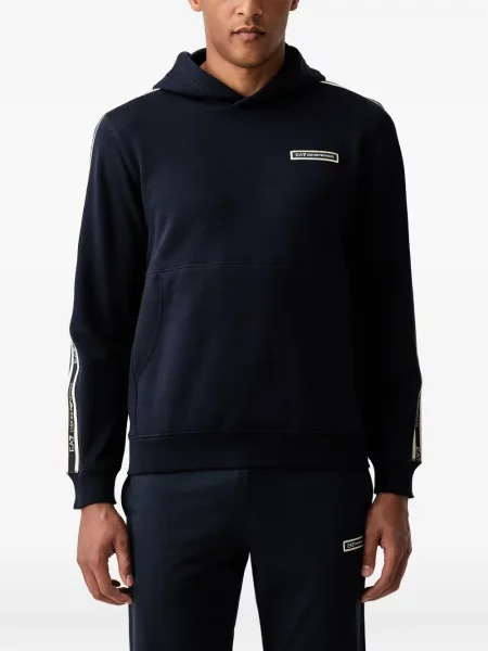 Hanorac cu glugă Ea7 Emporio Armani cu glugă cu autograf albastru
