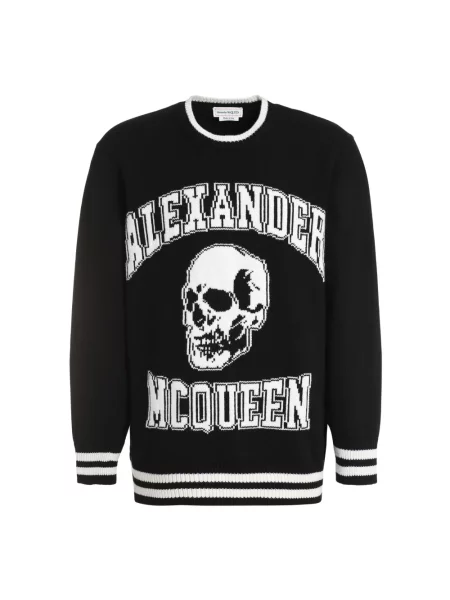 Sweter Alexander Mcqueen z kaszmiru z logo czarny