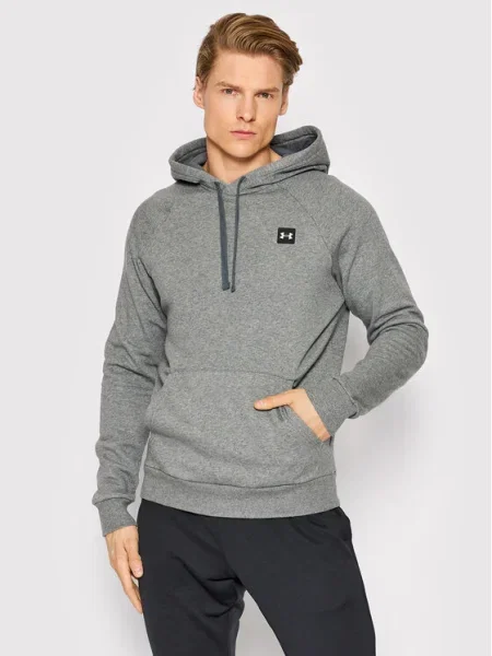 Pánska mikina Under Armour Rival Hoodie pitch gray light heather/onyx white biela