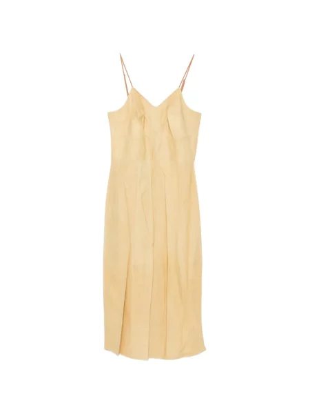 Remenčić midi haljina Calvin Klein Collection s V-izrezom žuta