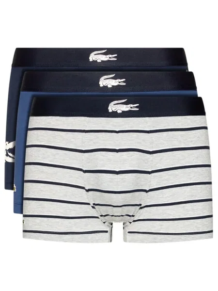 Boxerky Lacoste BCK 3 páry námornícka modrá/biela/strieborná porcelán biela