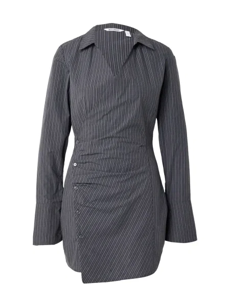 WEEKDAY Rochie tip bluză bleumarin / gri închis alb