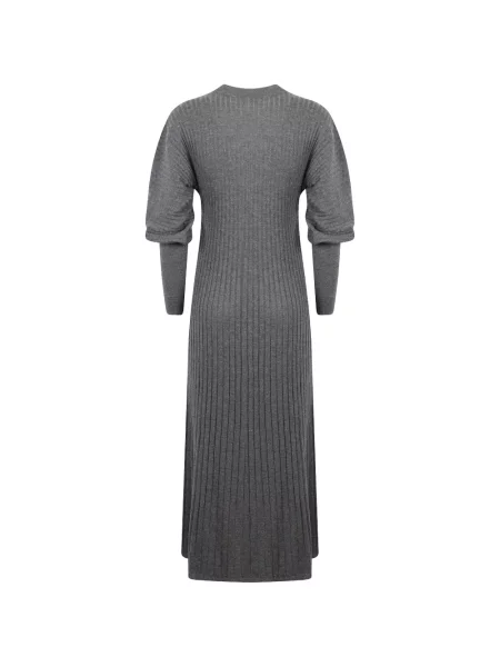 Rochie Brunello Cucinelli tricotate cu decolteu în V gri