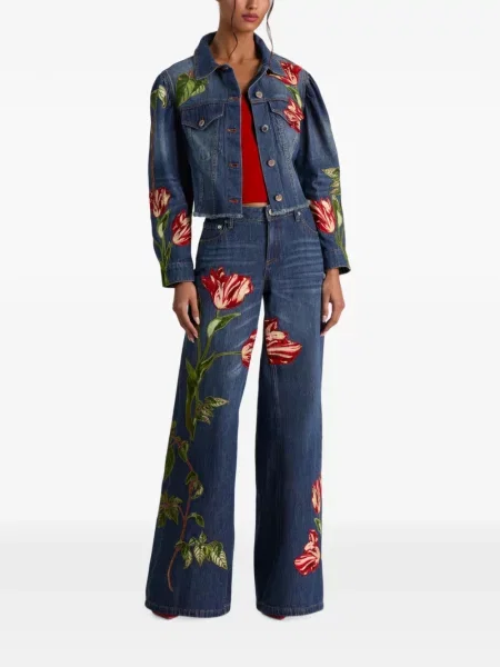 Blugi Alice + Olivia cu model floral albastru