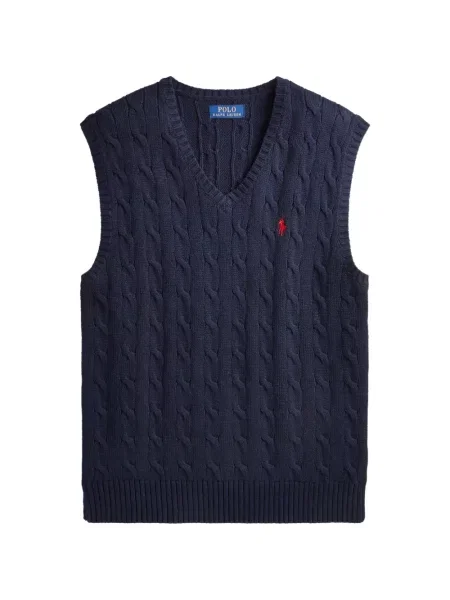 Vestă Polo Ralph Lauren tricotate cu decolteu în V albastru