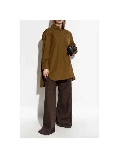 Lniane spodnie Max Mara brązowe