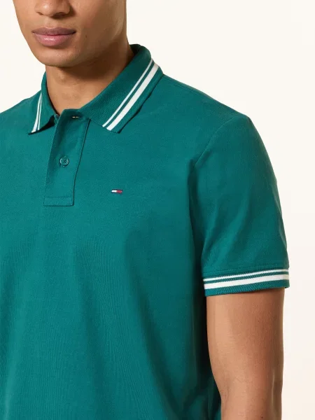 Tommy Jeans Koszulka Polo Z Dżerseju gruen biała