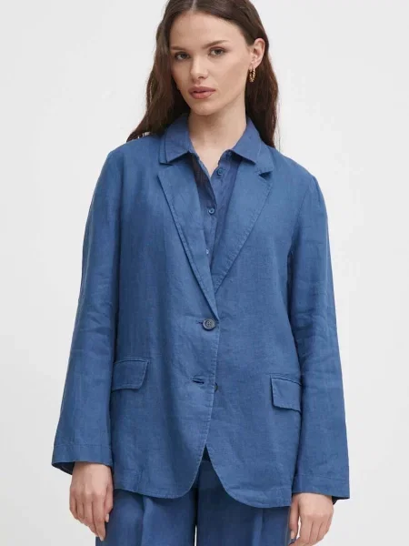 United Colors of Benetton jednoredni ženski sako od lana plava