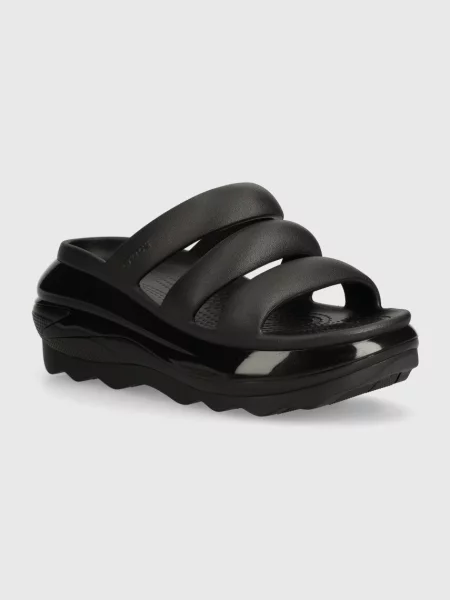 Crocs papuci Mega Crush Triple Strap femei cu platforma negru