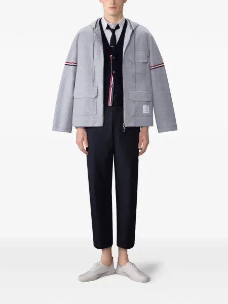 Geacă Thom Browne cu glugă gri