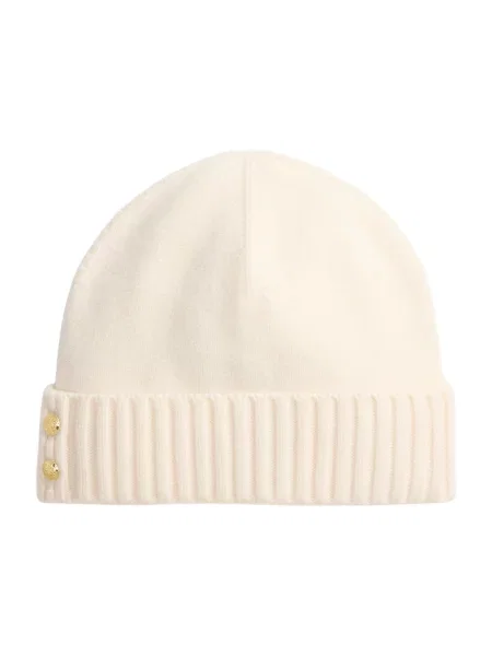 Czapka beanie z detalem z logo Lauren Ralph Lauren beżowa