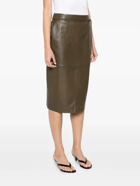 Fustă din piele Max Mara maro