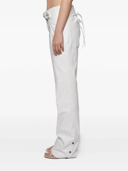Pantaloni Angelica Montini Studios din piele alb