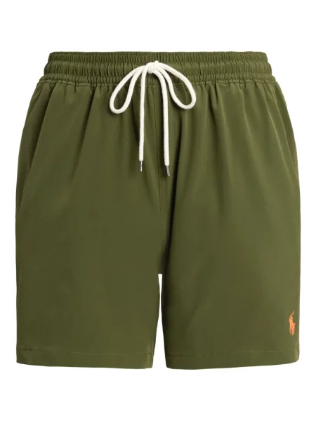 Slip de baie Polo Ralph Lauren cu broderie din piele de căprioară în carouri albastru
