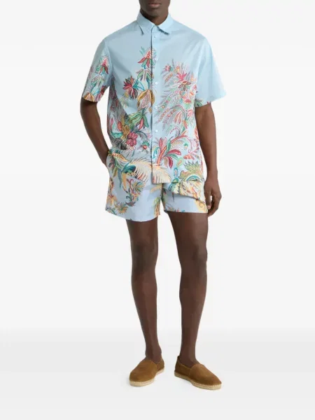 Scurt cămașă Etro cu model floral cu imagine albastru