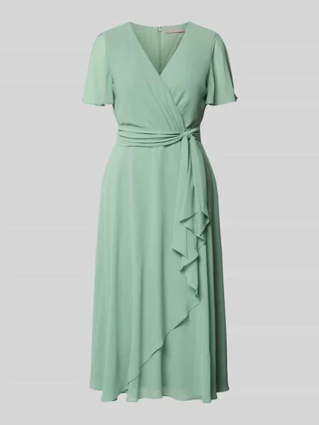 Sukienka koktajlowa do kolan z wiązanym paskiem Christian Berg Cocktail