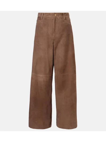 Pantaloni 's Max Mara din piele de căprioară bej