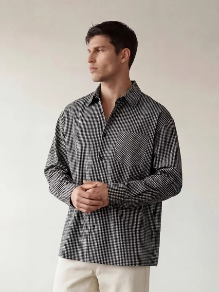 ARMIE Košile The Carl Black Check Loose Shirt' černá