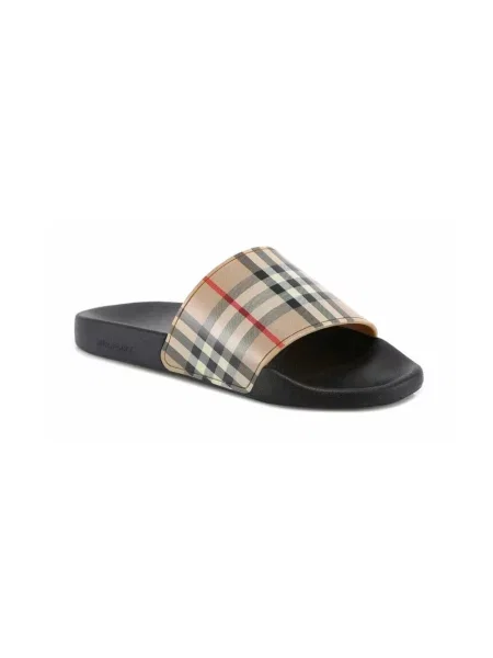 Sandały Burberry w kratę retro beżowe