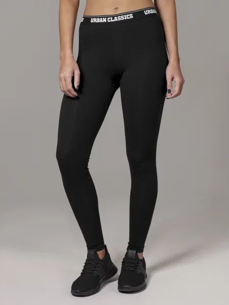 Leginsy Urban Classics Ladies Logo Leggings Black XS czarne