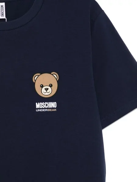 Tricou Moschino cu imagine cu decolteu rotund albastru