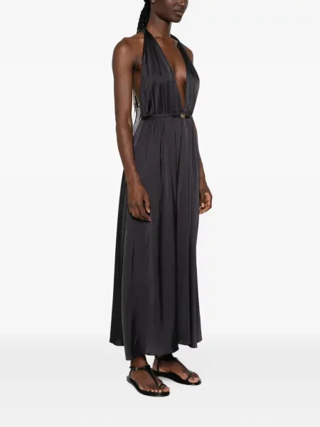 Cu centură rochie midi Maje cu gât halter albastru