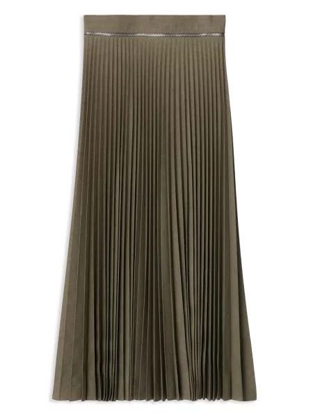 Vilnonis plisuotas plisuotas sijonas Burberry ruda