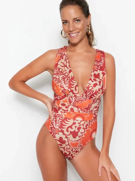 Enodelne kopalke Trendyol bež