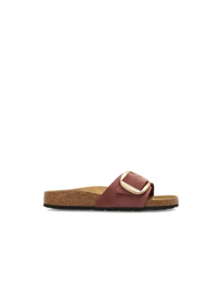 Klapki Birkenstock skórzane na sprzączkę różowe