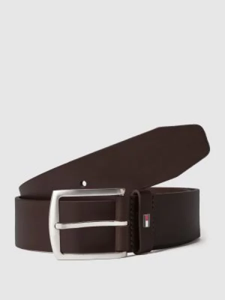 Skórzany z aplikacją z logo Tommy Hilfiger brązowy