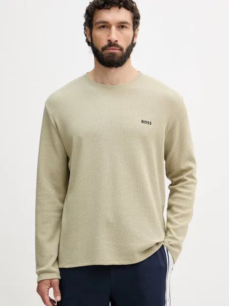 BOSS BLACK Top de pijama Waffle verde