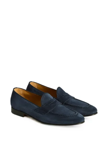 Pantofi loafer Kiton din piele de căprioară albastru