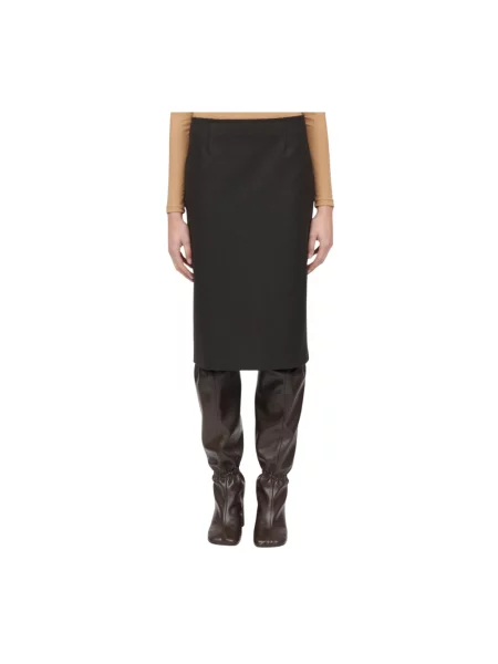 Spódnica midi Mm6 Maison Margiela wełniana brązowa