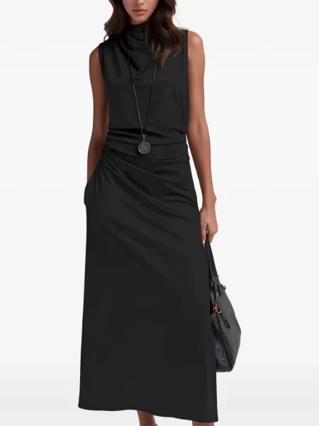 Golf rochie midi Pinko cu volane negru