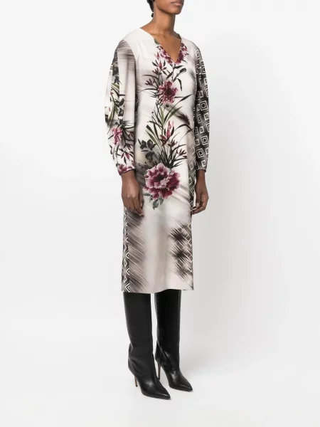Rochie midi Alberta Ferretti cu model floral cu imagine negru