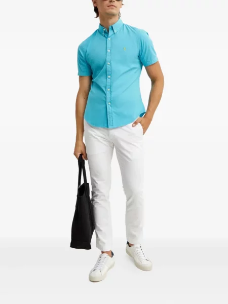 Samt prugasta košulja Polo Ralph Lauren s vezom plava