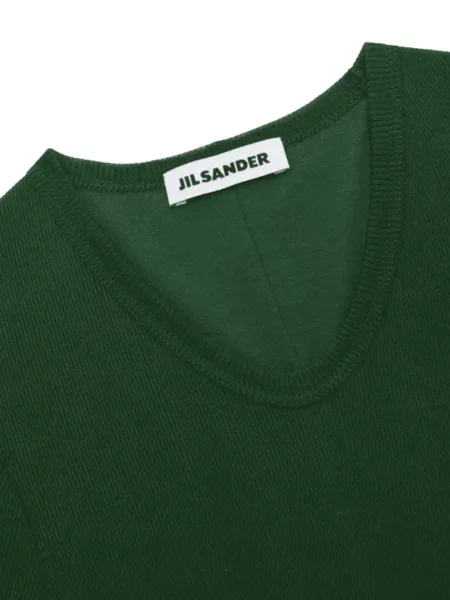 Πλεκτή μίντι φόρεμα Jil Sander με βολάν πράσινο
