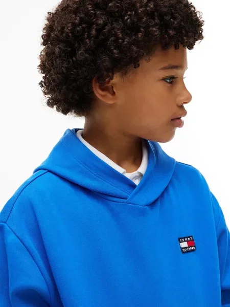 Суичър с качулка Tommy Hilfiger синьо