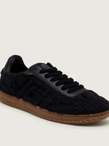 Balmain Sneakers cu adaos de piele negru