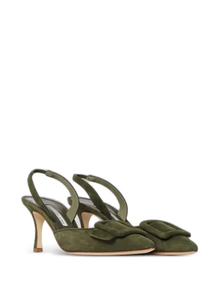 Zomšinės bateliai Manolo Blahnik su sagtimis žalia
